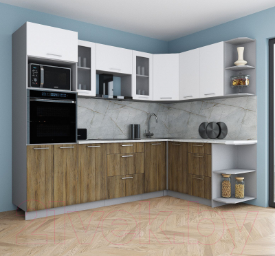 Кухонный гарнитур Интерлиния Мила Gloss 1.68x2.6 правая