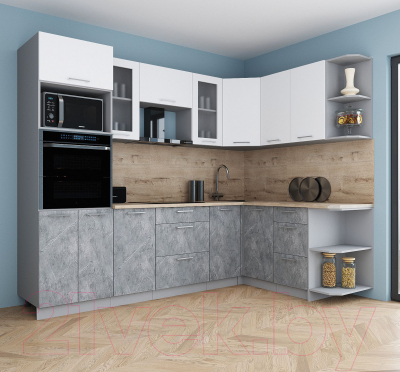 Кухонный гарнитур Интерлиния Мила Gloss 1.68x2.6 правая