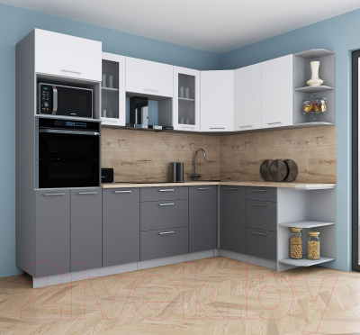 Кухонный гарнитур Интерлиния Мила Gloss 1.68x2.6 правая