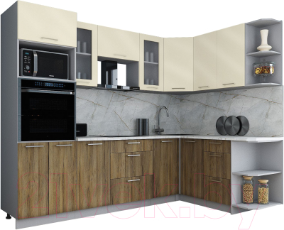 Кухонный гарнитур Интерлиния Мила Gloss 1.68x2.6 правая - фото