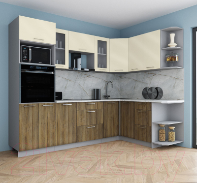 Кухонный гарнитур Интерлиния Мила Gloss 1.68x2.6 правая