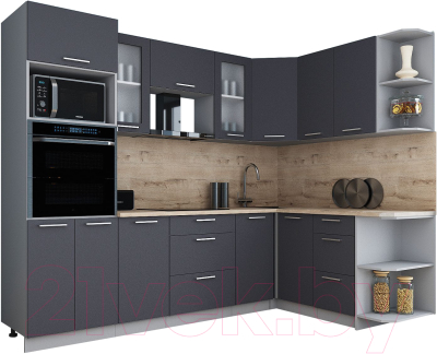 Кухонный гарнитур Интерлиния Мила Gloss 1.68x2.6 правая - фото