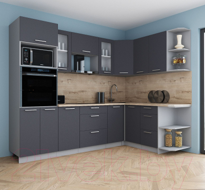 Кухонный гарнитур Интерлиния Мила Gloss 1.68x2.6 правая