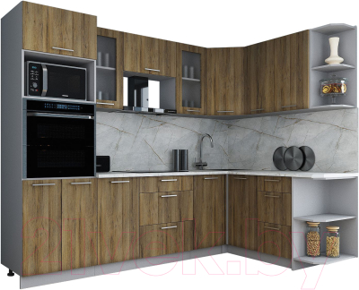 Кухонный гарнитур Интерлиния Мила Gloss 1.68x2.6 правая - фото