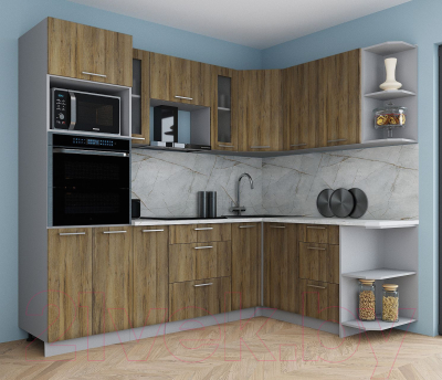 Кухонный гарнитур Интерлиния Мила Gloss 1.68x2.6 правая