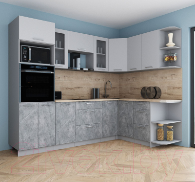 Кухонный гарнитур Интерлиния Мила Gloss 1.68x2.6 правая
