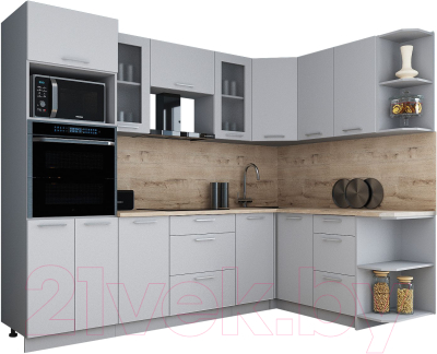 Кухонный гарнитур Интерлиния Мила Gloss 1.68x2.6 правая - фото