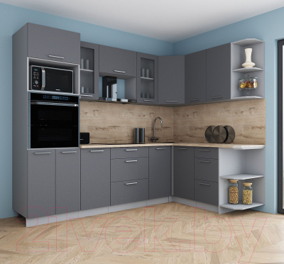 Кухонный гарнитур Интерлиния Мила Gloss 1.68x2.6 правая