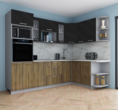 Кухонный гарнитур Интерлиния Мила Gloss 1.68x2.6 правая