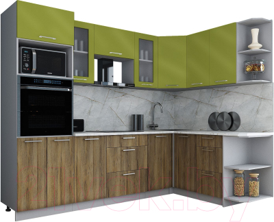 Кухонный гарнитур Интерлиния Мила Gloss 1.68x2.6 правая - фото