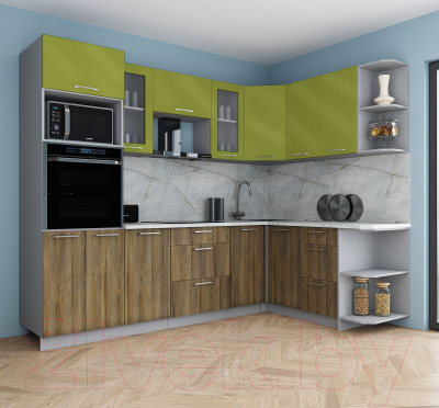 Кухонный гарнитур Интерлиния Мила Gloss 1.68x2.6 правая