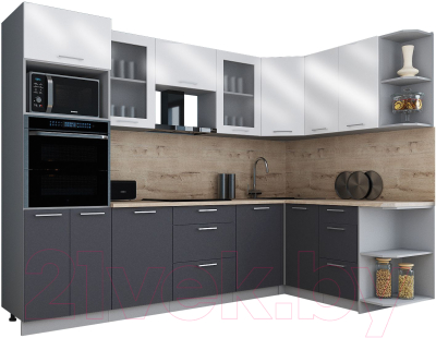 Кухонный гарнитур Интерлиния Мила Gloss 1.68x2.8 правая - фото