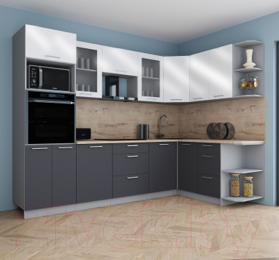 Кухонный гарнитур Интерлиния Мила Gloss 1.68x2.8 правая