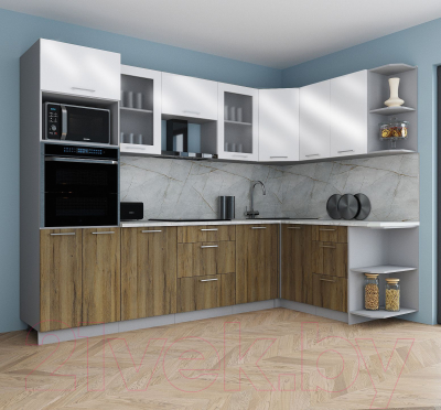 Кухонный гарнитур Интерлиния Мила Gloss 1.68x2.8 правая