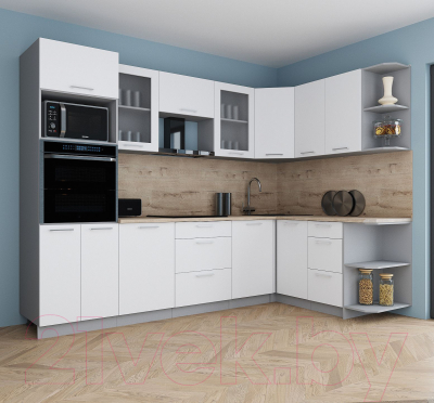 Кухонный гарнитур Интерлиния Мила Gloss 1.68x2.8 правая