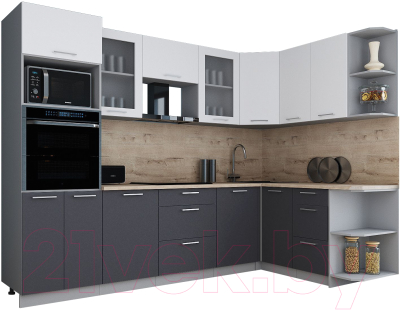 Кухонный гарнитур Интерлиния Мила Gloss 1.68x2.8 правая - фото
