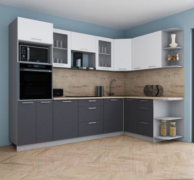 Кухонный гарнитур Интерлиния Мила Gloss 1.68x2.8 правая