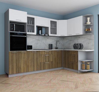 Кухонный гарнитур Интерлиния Мила Gloss 1.68x2.8 правая