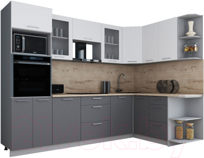 Кухонный гарнитур Интерлиния Мила Gloss 1.68x2.8 правая - фото