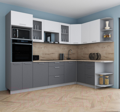 Кухонный гарнитур Интерлиния Мила Gloss 1.68x2.8 правая