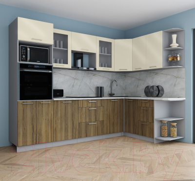 Кухонный гарнитур Интерлиния Мила Gloss 1.68x2.8 правая