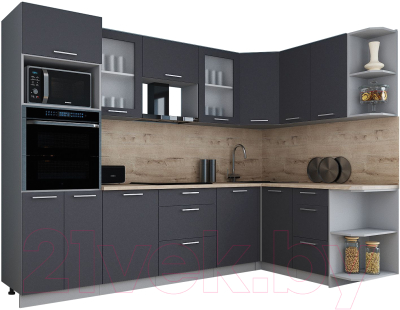 Кухонный гарнитур Интерлиния Мила Gloss 1.68x2.8 правая - фото