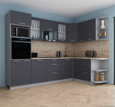 Кухонный гарнитур Интерлиния Мила Gloss 1.68x2.8 правая