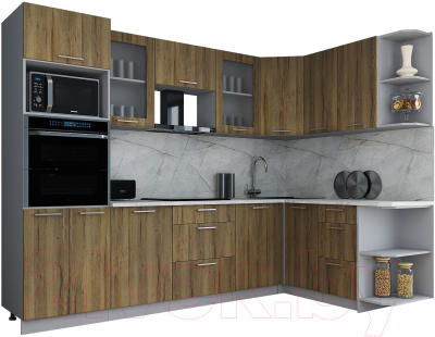 Кухонный гарнитур Интерлиния Мила Gloss 1.68x2.8 правая - фото