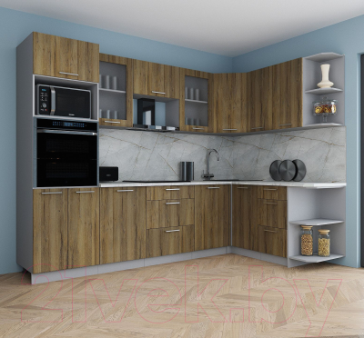 Кухонный гарнитур Интерлиния Мила Gloss 1.68x2.8 правая