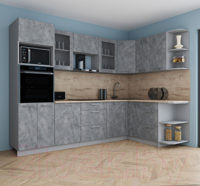 Кухонный гарнитур Интерлиния Мила Gloss 1.68x2.8 правая
