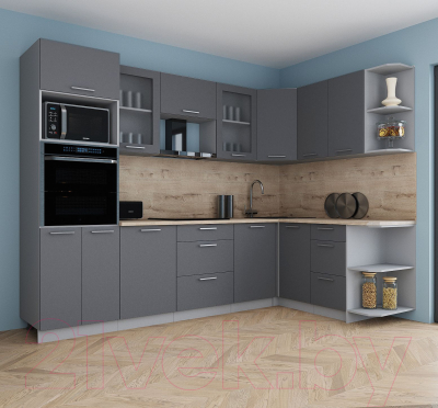 Кухонный гарнитур Интерлиния Мила Gloss 1.68x2.8 правая