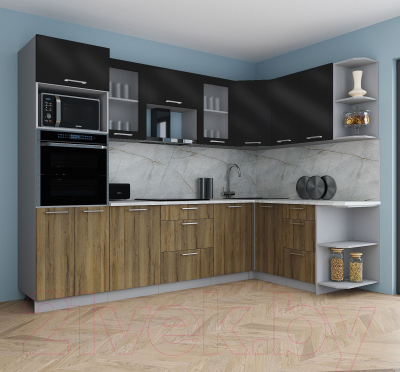 Кухонный гарнитур Интерлиния Мила Gloss 1.68x2.8 правая