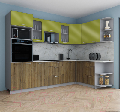 Кухонный гарнитур Интерлиния Мила Gloss 1.68x2.8 правая