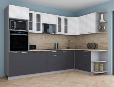 Кухонный гарнитур Интерлиния Мила Gloss 1.68x3.0 правая
