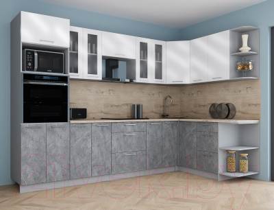 Кухонный гарнитур Интерлиния Мила Gloss 1.68x3.0 правая