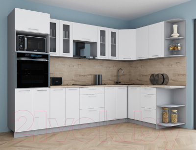 Кухонный гарнитур Интерлиния Мила Gloss 1.68x3.0 правая