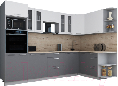 Кухонный гарнитур Интерлиния Мила Gloss 1.68x3.0 правая - фото