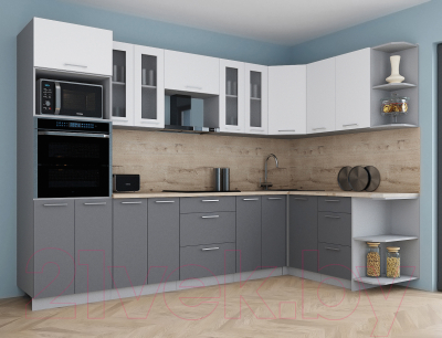 Кухонный гарнитур Интерлиния Мила Gloss 1.68x3.0 правая