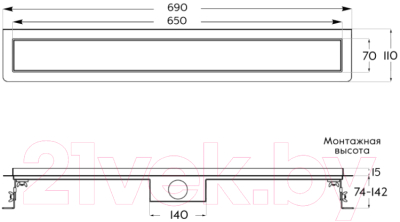 Трап для душа Axus Universal tdu650