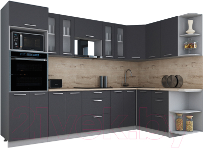 Кухонный гарнитур Интерлиния Мила Gloss 1.68x3.0 правая - фото