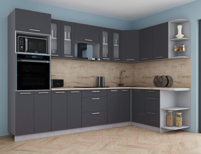 Кухонный гарнитур Интерлиния Мила Gloss 1.68x3.0 правая