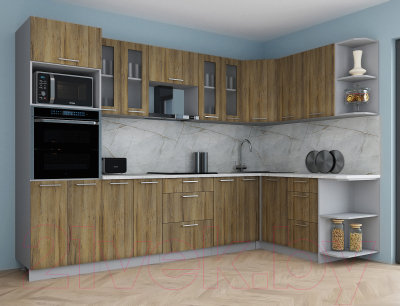 Кухонный гарнитур Интерлиния Мила Gloss 1.68x3.0 правая