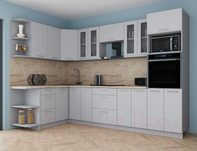 Кухонный гарнитур Интерлиния Мила Gloss 1.68x3.0 правая