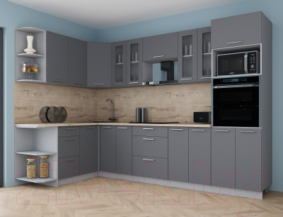 Кухонный гарнитур Интерлиния Мила Gloss 1.68x3.0 правая