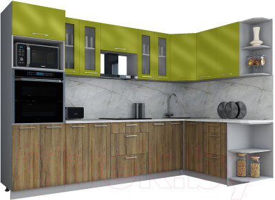 Кухонный гарнитур Интерлиния Мила Gloss 1.68x3.0 правая - фото