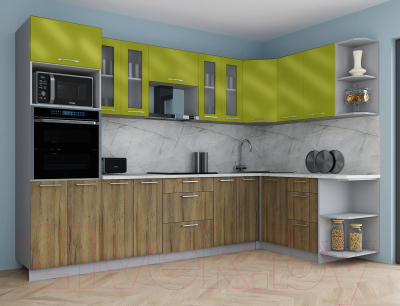 Кухонный гарнитур Интерлиния Мила Gloss 1.68x3.0 правая