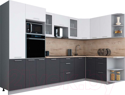 Кухонный гарнитур Интерлиния Мила Gloss 1.68x3.2 правая - фото