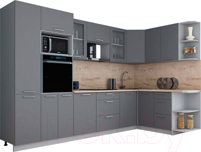 Кухонный гарнитур Интерлиния Мила Gloss 1.68x3.2 правая - фото