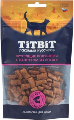 Лакомство для кошек TiTBiT Хрустящие подушечки с паштетом из лосося / 25314 - фото