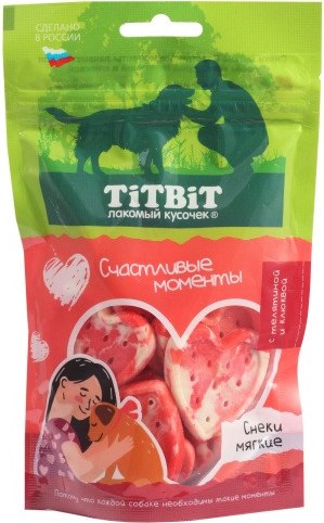 Лакомство для собак TiTBiT Счастливые моменты Снеки мягкие с телятиной и клюквой / 25741 - фото